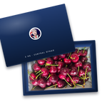 Mr. Henry Cherries 2kg box of fresh Central Otago cherries, lid open